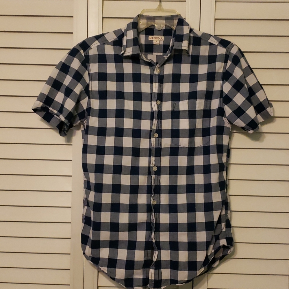 Checkered short-sleeved button down Men's S shirt